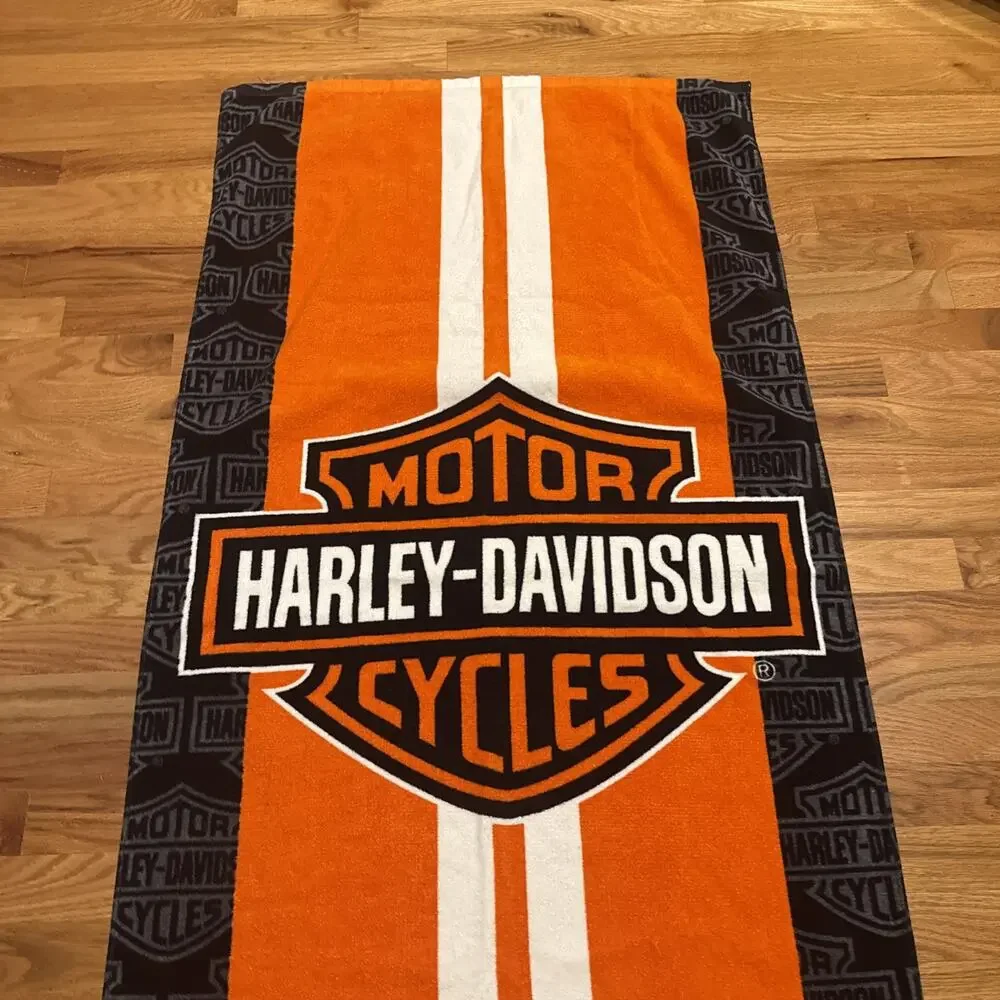 Racing Stripe Harley Davidson Beach Bath Pool Towel Motorcycle Biker 28 X 57”